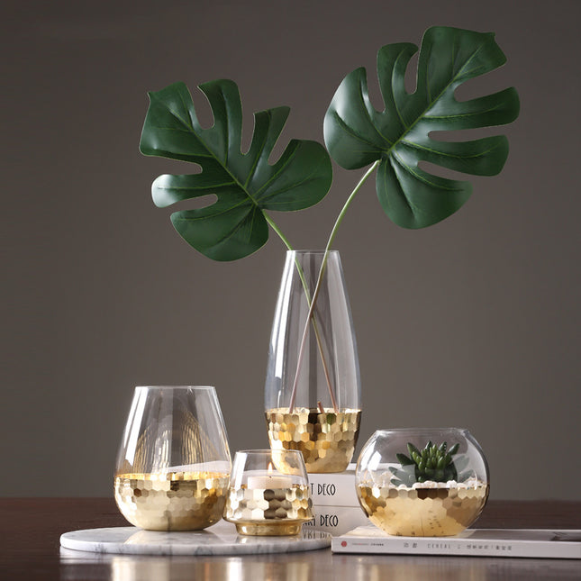Honeycomb Glass Vase Transparent European Style Countertop Vase