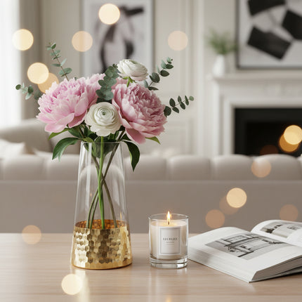 Honeycomb Glass Vase Transparent European Style Countertop Vase
