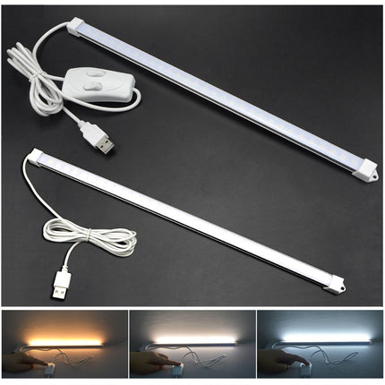 Three Color USB Book Light With Switch 35cm Aluminum ABS Reading Lamp