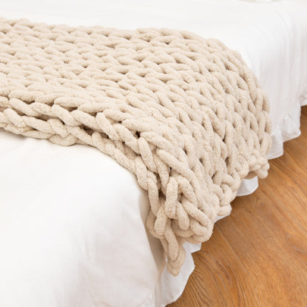 Peekaboo Studio Handmade Chenille Knitted Sofa Cover Blanket, Soft & C