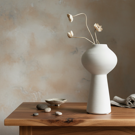 Chinese Style White Ceramic Vase With Elegant Hong Pattern For Living Room