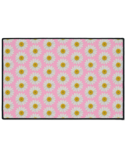 Chic Pink Daisy Non-Slip Welcome Mat - Maison d'Elite Luxe Series