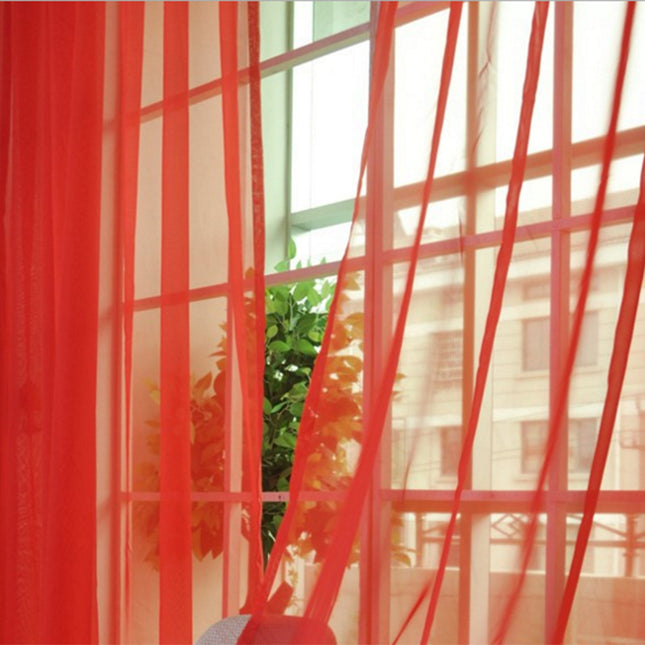 Solid-Colour Sheer Polyester Tulle Curtains, 100 cm Wide