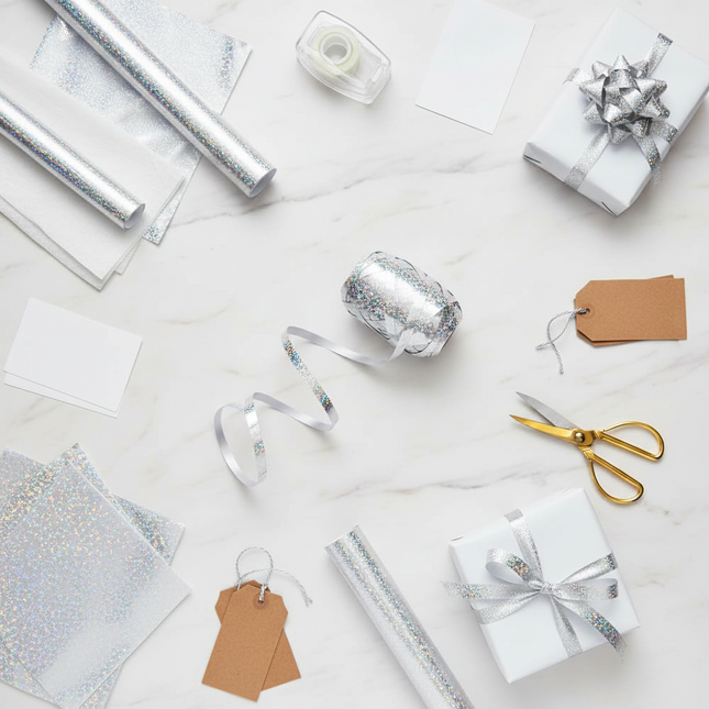 Peekaboo Studio Rose Gold Laser Ribbon Balloon with Tied Strap, Small