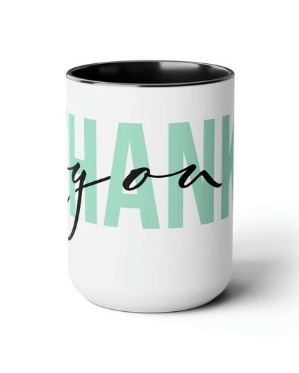 Elegant Duo of Glossy Two-Tone Ceramic Coffee Mugs - Premium Set of 2