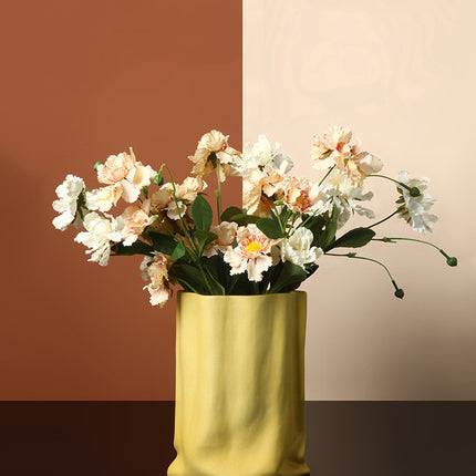 Electroplated Silver Ceramic Vase For Dried Flowers And Floral Decor