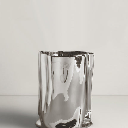 Electroplated Silver Ceramic Vase For Dried Flowers And Floral Decor