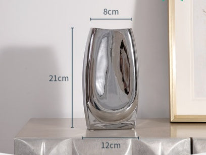 Ceramic Nordic Style Vase Large Silver Floral Decor For Home