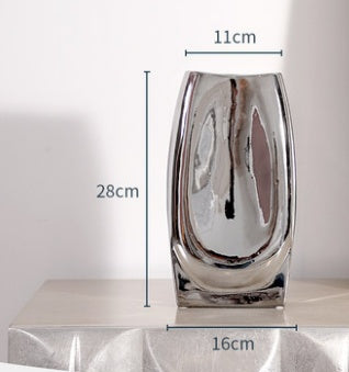 Ceramic Nordic Style Vase Large Silver Floral Decor For Home