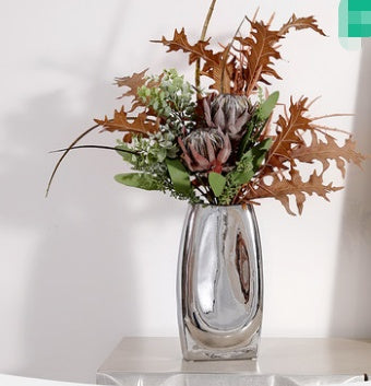 Ceramic Nordic Style Vase Large Silver Floral Decor For Home