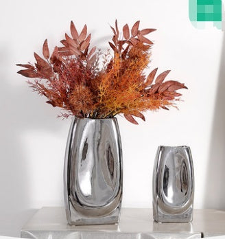 Ceramic Nordic Style Vase Large Silver Floral Decor For Home