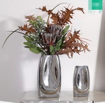 Ceramic Nordic Style Vase Large Silver Floral Decor For Home