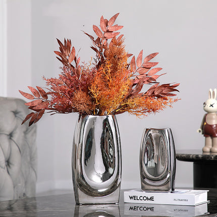 Ceramic Nordic Style Vase Large Silver Floral Decor For Home