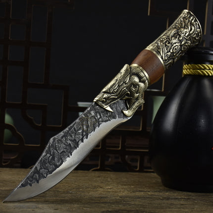 Yulong Bone Knife With Rosewood Handle And Brass Fittings 14cm Blade 7Cr17Mov