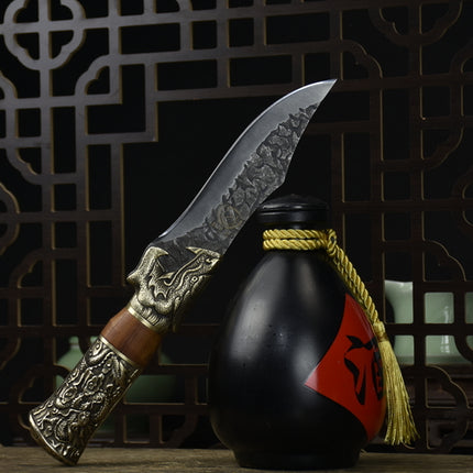 Yulong Bone Knife With Rosewood Handle And Brass Fittings 14cm Blade 7Cr17Mov