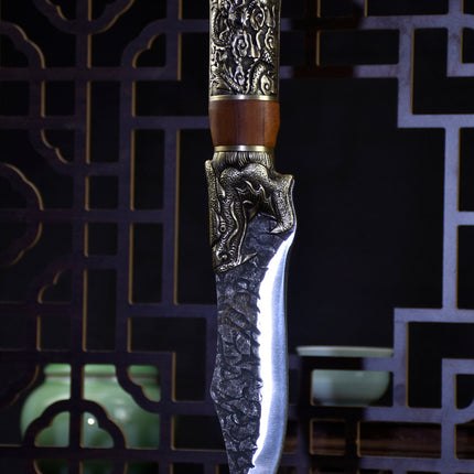 Yulong Bone Knife With Rosewood Handle And Brass Fittings 14cm Blade 7Cr17Mov