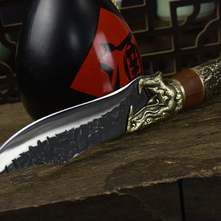 Yulong Bone Knife With Rosewood Handle And Brass Fittings 14cm Blade 7Cr17Mov
