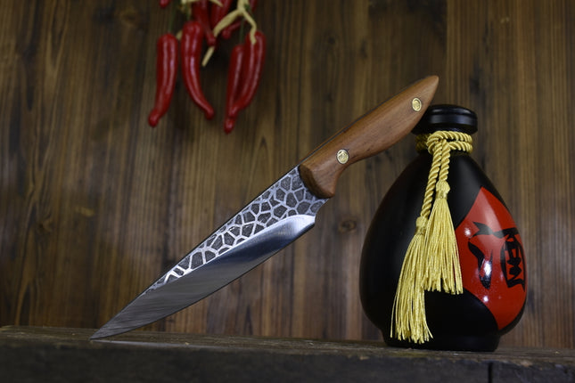 Ice Crack Fruit Knife Boning Knife With Rosewood Handle 14.5cm Blade