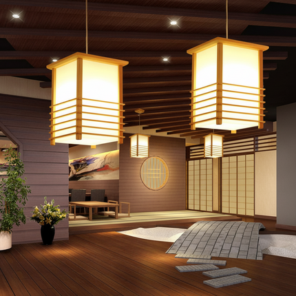 Hot Spring Bathing Scenic Area Homestay Tatami Tea Room Chandelier