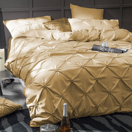 Peekaboo Studio European Satin Bed Set - 3 Pieces, Imitated Silk, Natu