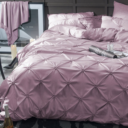 Peekaboo Studio European Satin Bed Set - 3 Pieces, Imitated Silk, Natu