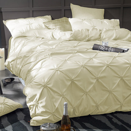 Peekaboo Studio European Satin Bed Set - 3 Pieces, Imitated Silk, Natu