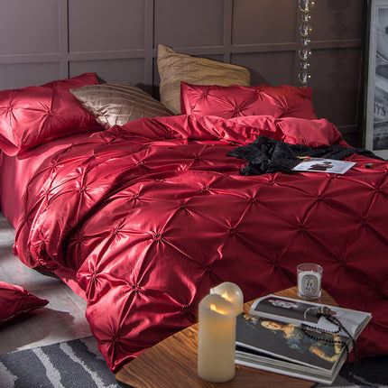 Peekaboo Studio European Satin Bed Set - 3 Pieces, Imitated Silk, Natu