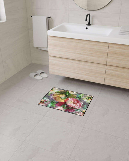 Elegant Vintage Floral Area Rug with Stylish Black Border and Non-Slip Backing