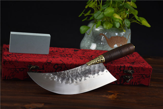 Crescent Kitchen Knife With Rosewood Handle And Copper Fittings, 22cm Blade