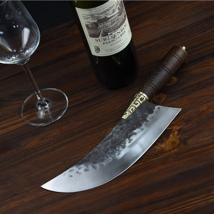 Crescent Kitchen Knife With Rosewood Handle And Copper Fittings, 22cm Blade