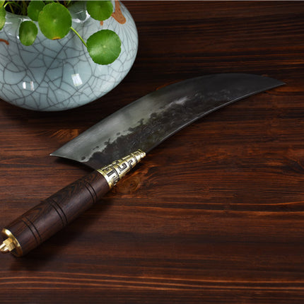 Crescent Kitchen Knife With Rosewood Handle And Copper Fittings, 22cm Blade