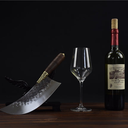 Crescent Kitchen Knife With Rosewood Handle And Copper Fittings, 22cm Blade