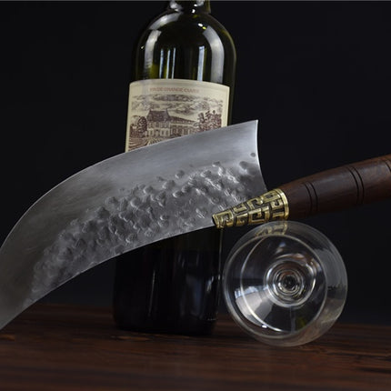 Crescent Kitchen Knife With Rosewood Handle And Copper Fittings, 22cm Blade