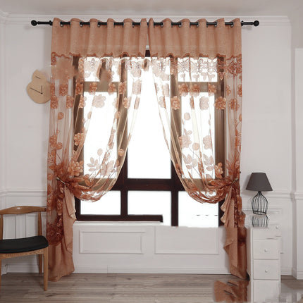 Peony Jacquard Burnt-Out Sheer Curtain | 5 Colours, 3 Heading Types