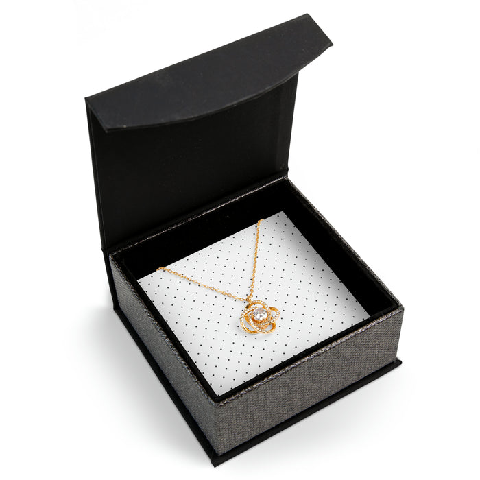 Sparkling Crystal Love Knot Necklace with Elegant Cubic Zirconia