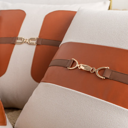 Creative Leather Stitching Sofa Cushion Cover