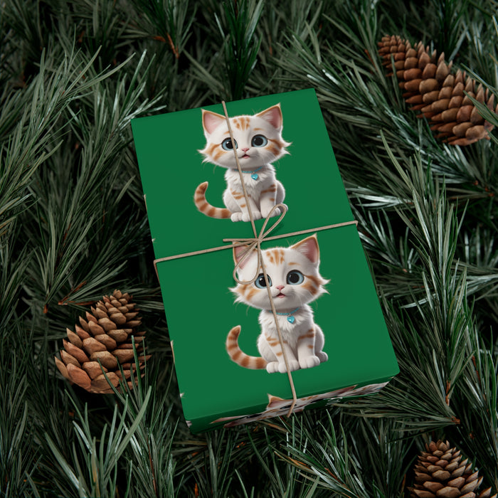 Elegant Meow Cat Christmas - Premium USA-Made Gift Wrap Paper: Matte & Satin Finishes | Eco-Friendly, Three Sizes