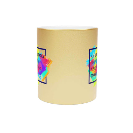Chic Metallic Ceramic Coffee Mug - Elegant Silver & Gold Design for Stylish Sipping