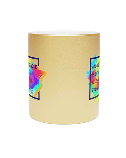 Chic Metallic Ceramic Coffee Mug - Elegant Silver & Gold Design for Stylish Sipping