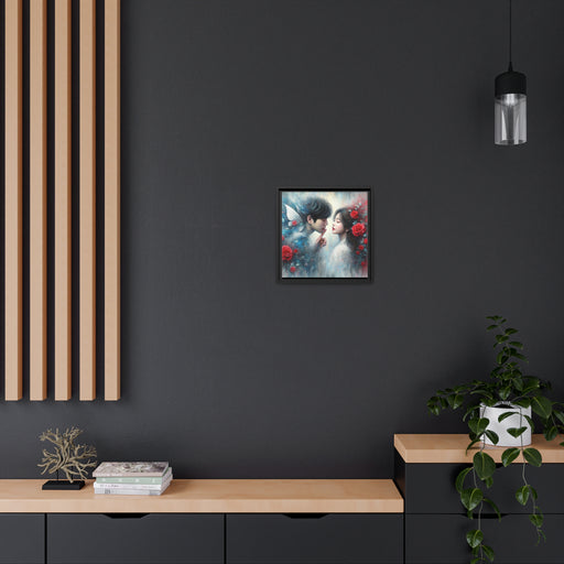 Elegant Valentine Matte Canvas Artwork in Black Pine Frame