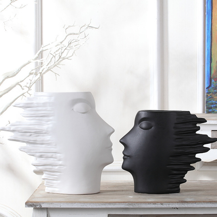 Creative Face Mask Vase White Porcelain Head Nordic Home Decor