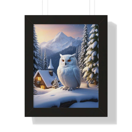 Sustainable Winter Owl Framed Wall Art: Elegant Eco-Friendly Decor for Your Home