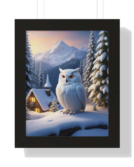 Sustainable Winter Owl Framed Wall Art: Elegant Eco-Friendly Decor for Your Home