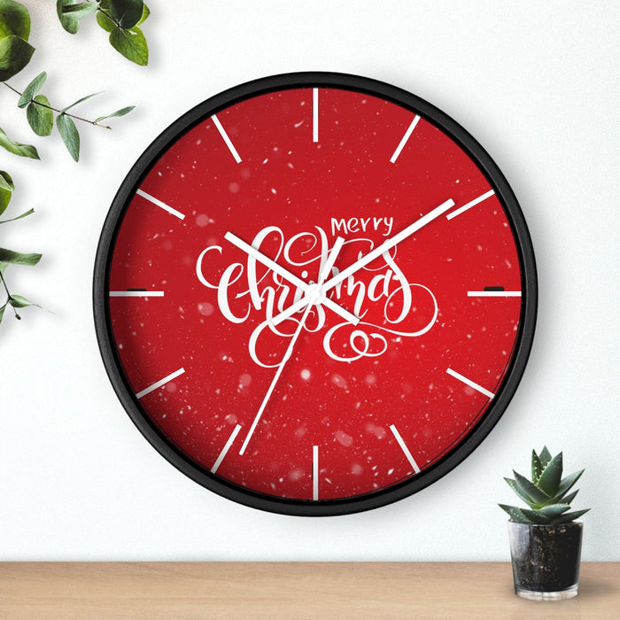 Christmas Holiday Wall Clock with Elegant Wooden Frame