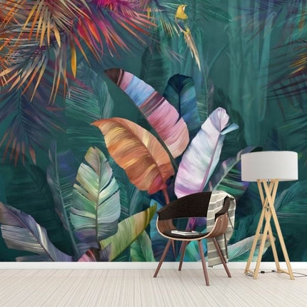 Hand-Painted Tropical Rainforest Wallpaper — Japanese Botanical Mural