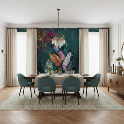Hand-Painted Tropical Rainforest Wallpaper — Japanese Botanical Mural