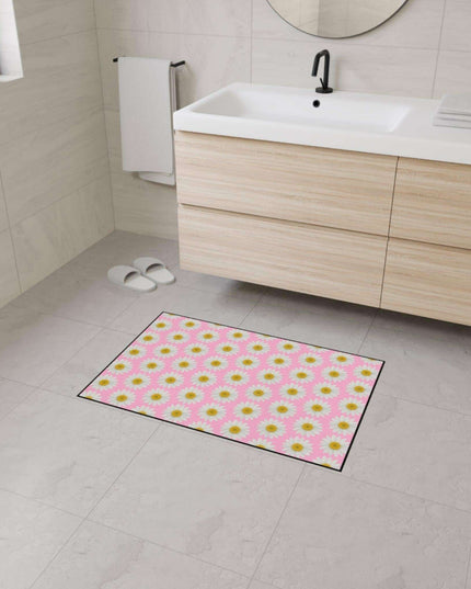 Chic Pink Daisy Non-Slip Welcome Mat - Maison d'Elite Luxe Series