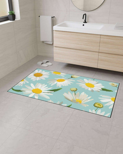 Chic Geometric Chamomile Area Rug with Elegant Black Edging and Anti-Slip Base