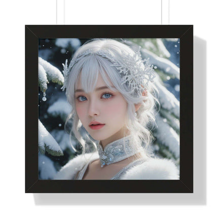 Enchanting Snow White's Winter Gaming Wonderland Vertical Framed Poster - Elite House Home Decor