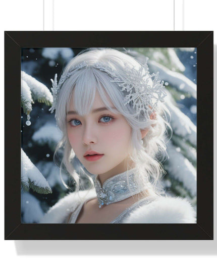 Enchanting Snow White's Winter Gaming Wonderland Vertical Framed Poster - Elite House Home Decor